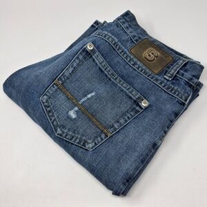 Shady Limited DNM Co Jeans 36x32 Blue Distressed Straight Leg Denim